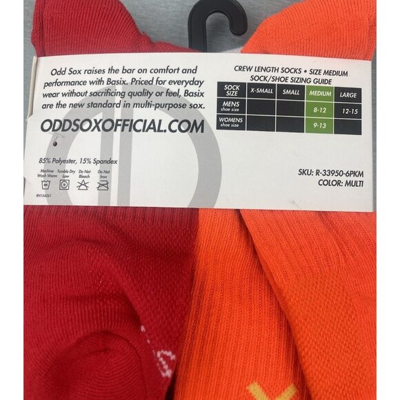 BASIX ODD SOX 6 Pairs Men's Crew Socks  Size Size 8-12 - Picture 8 of 9